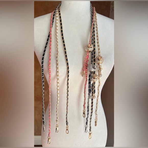 Luxury Rhinestones Replacement
Adjustable Chain Shoulder Bag Strap-white/Gold - Picture 8 of 8